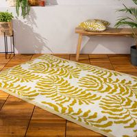 Tocorico Floral Machine Woven Flatweave 120cm X 180cm Mustard Area Rug