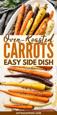 Roasted Whole Carrots - oven baked whole carrots coated in a sticky honey glaze and infused with flavors of fresh thyme. An elegant, delicious and easy carrot side dish for dinner parties and the holidays!