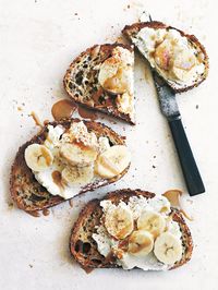 ricotta and banana toasts with cinnamon tahini from donna hay fresh + light issue #3