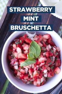 This is a slightly different take on a classic favorite: bruschetta! Replacing the tomatoes with strawberries not only makes the dish more unique, but it also allows those either allergic to tomatoes or not consuming nightshades to enjoy this dish, so it's an autoimmune protocol bruschetta recipe. This is a great easy dessert or appetizer to have in the spring, perfect for Easter or Mother's Day brunch!