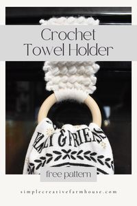 A crochet towel holder (sometimes called towel toppers) are such a cute new way to hold your towel in place in your kitchen! Just put them over the bar on your oven, dishwasher or refrigerator and feed your towel through.