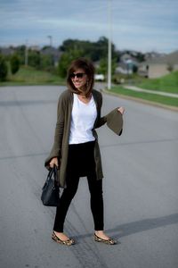 Bell Sleeve Cardigan + Leopard Flats #cyndispivey #fallflats #leopardshoes #fallfashion #animal print