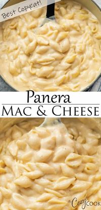 This is the BEST Copycat version of the famous Panera Mac and Cheese recipe. Serve this easy dinner recipe right off the stove top or enjoy it baked. #whitecheddarmacandcheese #comfortfood #copycatrecipes