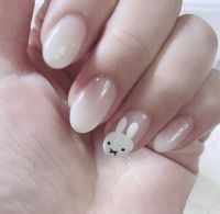 miffy , simple nails , white , bunny , fade nails