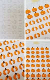 Sugar pumpkins piped on wax paper.