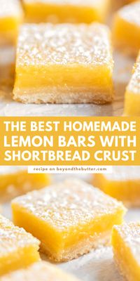 These Super Easy Lemon Bars combine a tart and tangy lemon curd filling with a buttery, shortbread crust. Made in an 8" x 8" baking pan, they make the perfect citrusy treat to enjoy with family, friends, or coworkers all year round! Find the full recipe on BeyondtheButter.com!