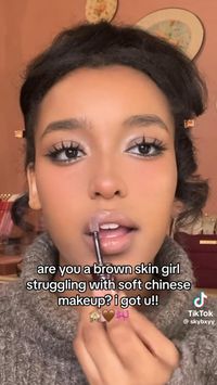 CREDS TO @skybxyy!! -> dark skinned douyin makeup!  #douyin_makeup #douyin #makeup #brownskin #gorgeousgirl #pretty #makeuptutorial #tutorial