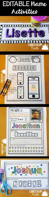 Editable Name Activities that you can customize to your students' names! Perfect for Pre-K & Kindergarten!