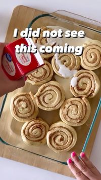 These EASY CINNAMON ROLLS with HEAVY WHIPPING CREAM are going VIRAL on TikTok for a Reason! Take a basic can of Cinnamon Rolls to a new level of extra with this easy dessert recipe hack. I am obsessed with how good these are! ⭐️⭐️⭐️⭐️⭐️ TIKTOK CINNAMON ROLLS 🩷 2 Cans Pillsbury Grands Cinnamon Rolls 🩷 Heavy Whipping Cream 🩷 2/3 cup Brown Sugar 🩷 1 Teaspoon Cinnamon 🩷 1 Stick of Unsalted Butter (melted) Directions: 1. Place Pillsbury Grands Cinnamon Rolls in a 13x9 baking dish. 2. Pour He