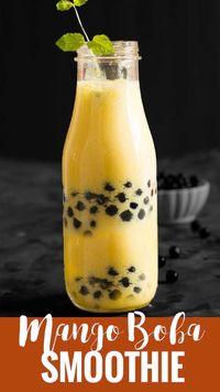 Mango boba smoothie recipe is made with fresh mango, yogurt, and tapioca pearls. Learn how to make this restaurant style drink at home with more fun. Best to serve for the breakfast or mid-day meals. Add almond milk to make it dairy free.