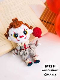 Pennywise Palhaço Receita Amigurumi Boneca de Crochê