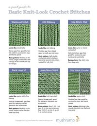 quick guide to knit-look crochet stitches : crochet