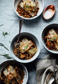 Baked Balsamic Lentil Stew w/ Crispy Potato Crust | The First Mess