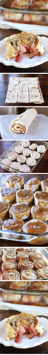 Hot Ham & Cheese Party Rolls