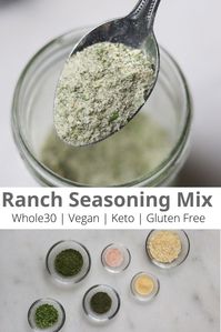 If you love ranch seasoning, this is the recipe for you! This ranch seasoning mix is Vegan, Keto, and Whole30 compliant, made with simple herbs and spices you probably already have in your pantry! #cookathomemom #ranch #keto #vegan