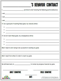 Help modify children's behavior with this helpful Behavior Contract from Mylemarks! Find this and more resources at www.mylemarks.com. #behavior #behaviorcontract #behaviormodification #cbt #copingskills #mylemarks