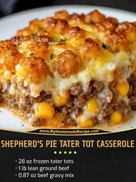 Crockpot Recipes Lovers | Shepherd’s Pie Tater Tot Casserole is a fun twist on a classic | Facebook