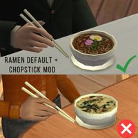 Mod The Sims - Cup O' Ramen Default Replacement with Fixed Chopsticks