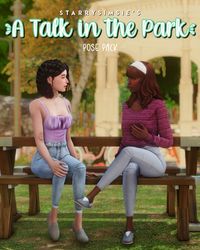 Hey everyone! This is a pose pack I created for two people talking to each other on a picnic bench! This pack contains many different emotions! 

This pack contains 11 poses for two people. I created these poses using female rigs and haven't tested them with a male