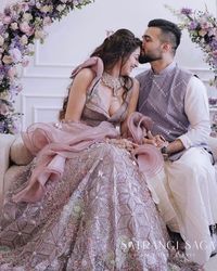 This one was curated for Roka ceremony of Lifestyle Influencer Diksha Vohra and her Fiance Kshitij Sharma. You can use this Home Decor Idea for Roka, Mehendi, Engagement ceremony. Here it was in Lilac and Lavender theme