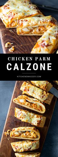 My take on a classic chicken parmesan calzone filled with crispy chicken, parmesan, and mozzarella cheeses. #italian #calzonerecipes #chickenparmesan