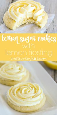 Simply scrumptious Lemon Sugar Cookie Recipe-topped with fresh lemon frosting, these lemon sugar cookies are heavenly! A perfect sugar cookie for lemon lovers. #lemoncookies #lemonsugarcookies #lemonfrosting #lemondessert #lemonrecipe #creationsbykara