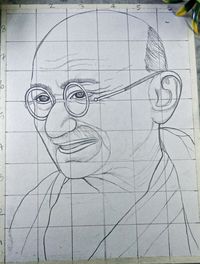 Mahatma Gandhi drawing Pencil with Grid mathod, Happy Gandhi jayanti, gandhiji drawing, Drawing easy