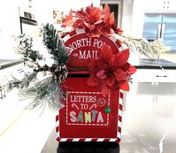 Christmas Mailbox letters to Santa Centerpiece, Poinsettia Centerpiece