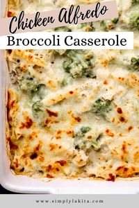 Chicken Alfredo with Broccoli is the perfect 30-minute dinner recipe the whole family will enjoy. It's made with juicy chicken breast, tender broccoli, creamy alfredo sauce, and your favorite pasta. Baked, tasty, and cheesy! simplylakita.com #chickenbroccolialfredo