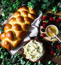 Elevenses: White Braided Bread with Whipped Brie, Berries, and Honey - Rhubarb & Lavender