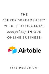 The "super-spreadsheet" we use to organize everything in our online business: Airtable! Part database, part spreadsheet, we use this productivity tool to plan blog content calendars, marketing plans, launch timelines & more. Highly recommended for entrepreneurs or small business owners! #airtable #productivity #onlinebusiness #entrepreneur #smallbusiness #blogger #blog #affiliate