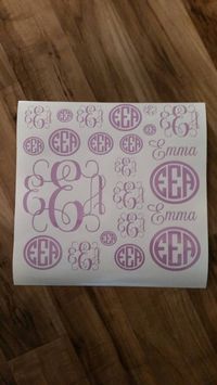 Check out this item in my Etsy shop https://www.etsy.com/listing/254375354/monogram-decal-set-monogram-decals-full