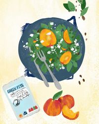 peach and feta food illustration by illustrator megan st clair