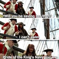 ACTUALLY! The royal navy actively discouraged sailors and marines (which is what these guys are) from learning to swim so they couldn't abandon ship during battle