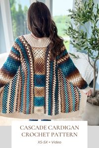 Crochet a beautiful granny stitch crochet cardigan with this easy pattern. Sizes XS-5X are included with a video tutorial on YouTube.