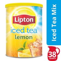 Lipton Iced Tea Mix comes from real tea leaves, grown, hand-picked, and blended with natural lemon flavor to make the most delicious iced tea for you and your family & Lipton Lemon Iced Tea Mix, 100 oz:Lipton ice tea with natural lemon flavor 6 lb 4 ounce canister makes 38 quarts. Made from real tea leaves.