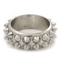 Burn Silver Effect Stud Bangle Bracelet - 17cm Length (for smaller wrists) Chunky accessories contradict a slinky dress perfectly. Add a silver embellished clutch to complement this beautiful studded fashion bangle. Featuring a burn silver tone, wide bangle design, adorned with two row of studs offering a stand out style. Bangle slips on - diameter is approx. 6.5cm. about 3cm in width, will fit up to 17cm. High fashion at a fraction of retail price. Burn Silver Effect Stud Bangle Bracelet - 17cm Length (for smaller wrists) product code: BA01727 category: Bangles, Bracelets occasion: christmas, club night out, cocktail party, party metal finish: antique silver type: chunky wear on: wrist length: 17.0cm (6.69") width: 3.0cm (1.18") weight: 50g (1.76oz) X X X X X X X DESCRIPTION Chunky access