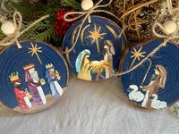 Nativity Ornament Set Away in a Manger Hand Painted - Etsy