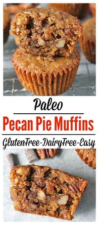 Paleo Pecan Pie Muffins- rich, sweet, and full of buttery pecans. Dairy free, gluten free, easy, and so delicious!