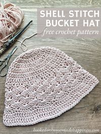 Shell Stitch Bucket Hat Crochet Pattern - Hooked on Homemade Happiness