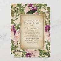 Vintage Blush Pink Plum Purple Floral Wedding Invitation #zazzlemade