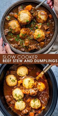 Slow Cooker Beef Stew and Dumplings – this hearty stew packed with vegetables and topped with fluffy dumplings is the perfect comfort food. This easy crockpot beef casserole requires no browning –… More