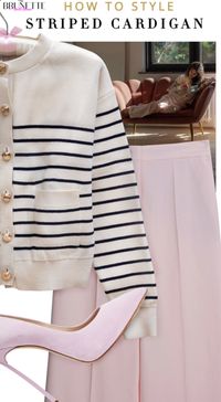 Upgrade your spring office style with this chic look from Veronika Lipar, Fashion Editor at Brunette from Wall Street! This old money white striped cardigan paired with linen pants is a perfect blend of sophistication and comfort. Ideal for those days that transition from cool mornings to warm afternoons. Love the soft, feminine aesthetic? Click the link for more spring outfit ideas and elevate your everyday work wardrobe!  #springworkoutfit #springofficeoutfitswomen #linenpantoutfit #springworkoutfitsforwomen #oldmoneyaesthetic #springfashion #casualspringoutfits #everydayspringoutfits #täglicheoutfits #softfeminineoutfits #springoutfits