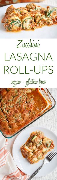 Zucchini Lasagna Roll-Ups (vegan, gluten free) - These low carb zucchini noodles have a spinach tofu ricotta filling. They are perfect for a keto diet. #zucchinilasagnarollups #zucchini