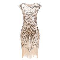 Vintage Look 1920s Flapper Great Gatsby Sequin Fringe Party Dress Plus Size Mesh Dress Resort Cruise Wear