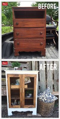 Great inexpensive way to create an old pie safe look using current day unused dresser.