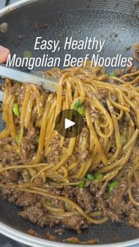 419K views · 86K reactions | My Mongolian Beef Noodles are PACKED with flavour, high in protein, and lower in calories. Make it at home in 20 minutes!👇🏼
-
Noodles:
• water (to a boil)
• salt
• 170g any noodles (or pasta)
-
Mongolian Beef:
• 1 tsp sesame oil (or olive oil)
• 1 tbsp chopped garlic
• 1 tbsp chopped ginger
• 500g lean ground beef (I use 93% lean)
• 1 tsp pepper
• 1/3 cup soy sauce
• 1/4 cup any broth (or water)
• 1 tsp corn starch + 1/4 cup water (arrow root starch works too)
• 2 tbsp sweetener (I use stevia brown sugar)
• optional: green onions, sesame seeds and chili flakes
-
Approx. 401 calories, 41g protein, 45g carbs, 7g fat per serving (of 3)
-
-
#recipe #cooking #homecooking #healthy #healthyrecipes #noodles #beef #mongolian #protein #healthyfood #dinner #lunch #healt