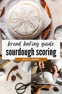 Learn how to score sourdough bread with simple tools and techniques to create beautiful patterns and rustic designs. Perfect for oval or round loaves. Visit makeitdough.com for more sourdough ideas and recipes.