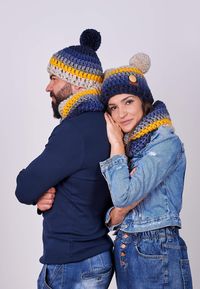 Stay warm in style this winter with our matching beanie and scarf set for couples. Each set is handmade with love, featuring chunky knit beanies and crochet scarves that offer ultimate warmth and comfort. Crafted with a soft 25% wool and 75% acrylic blend, these accessories provide a cozy feel, perfect for chilly days out with your partner. Surprise your husband, wife, boyfriend, or girlfriend with this unique matching set, a perfect gift for any special occasion or just because. Whether you're celebrating a milestone or simply want to show your love, this set will bring a smile to their face while keeping both of you warm and stylish. These accessories are not only practical for keeping warm but also make a great gift for couples who want to show off their matching style. Whether you're l