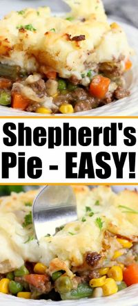 Easy Shepherd's pie with ground beef & frozen vegetables! Ready for comfort food with fresh or leftover ground beef this time.